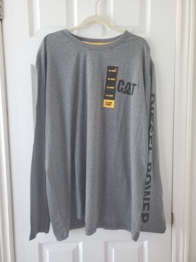 Caterpillar Men's Gray Long Sleeve Logo Tee - Grey